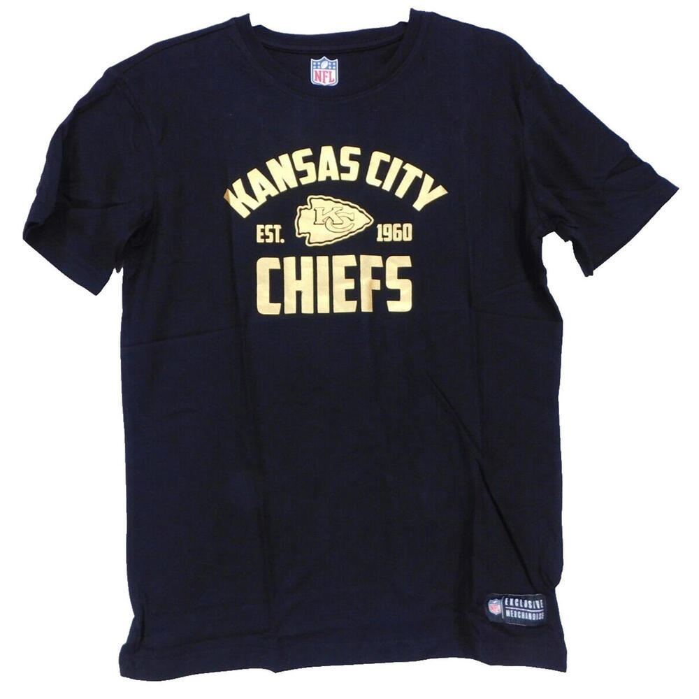 Kansas City Chiefs Men's Black & Gold T-Shirt Official NFL Apparel SMALL